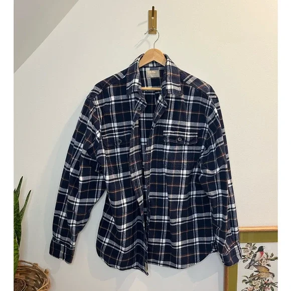 Jachs Blue & White Plaid Long Sleeve Button Up Thick Flannel Shirt Mens Size XXL - Picture 2 of 8